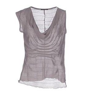 JACOB COHEN Mixed Sleeve Draped Top Dove Gray M